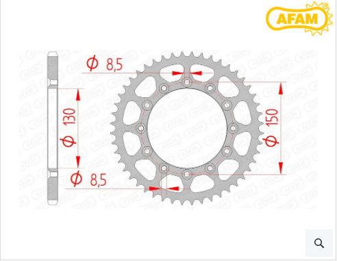 Image of AFAM ACÉL HÁTSÓ LÁNCKERÉK STANDARD 520