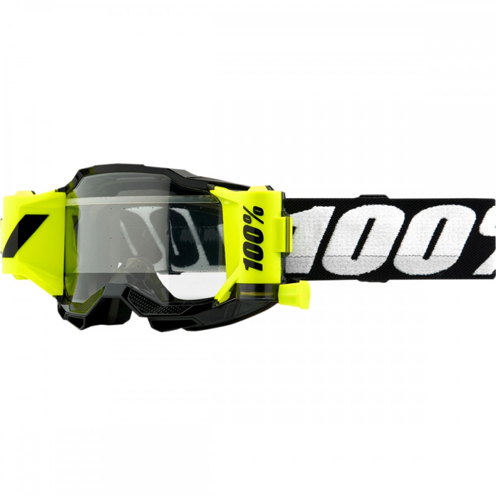 Image of 100% Accuri 2 Forecast fekete-fluo sárga gyerek roll-off szemüveg víztiszta lencsével