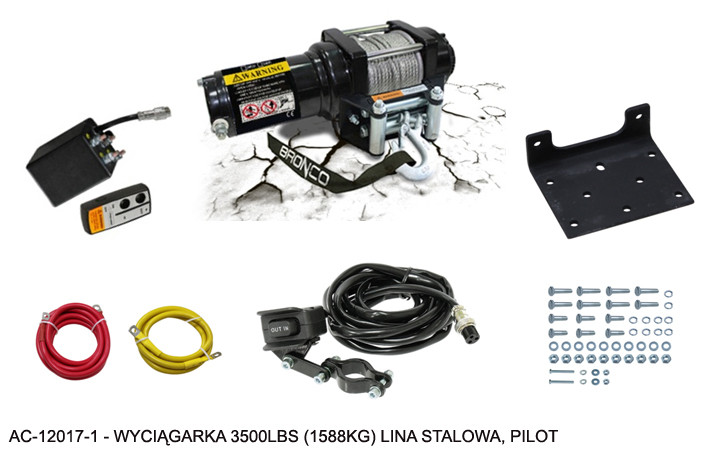 Image of Bronco ATV csörlő 3500LBS (1588KG) acélsodrony kötéllel 5.5MM X 15.2M