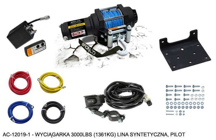 Image of Bronco ATV csörlő 3000LBS (1361KG) szintetikus kötéllel 5.5MM X 10M