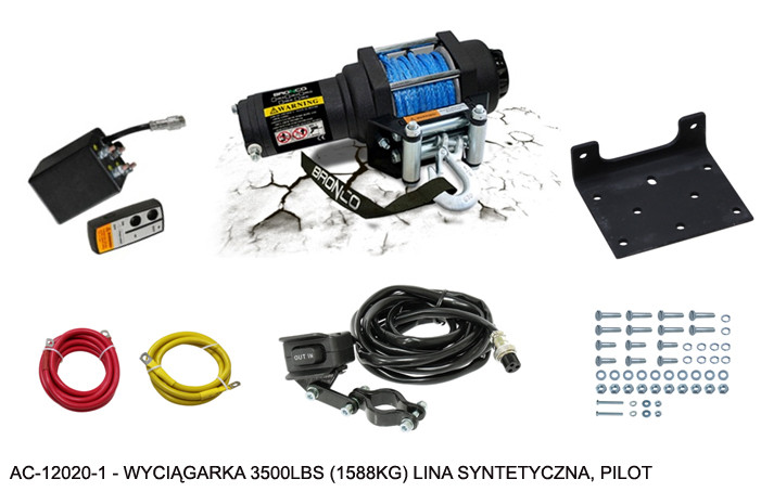 Image of Bronco ATV csörlő 3500LBS (1588KG) szintetikus kötéllel 5.5MM X 10M